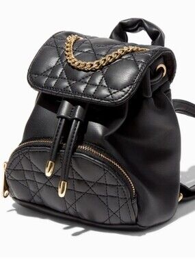 claires black leather backpack purse Claire Chase Hudson Zipper 8W x 10H in.20.32W x 25.40H cm.Material Mini black backpack Claire's New